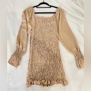 Beige Smocked Dress